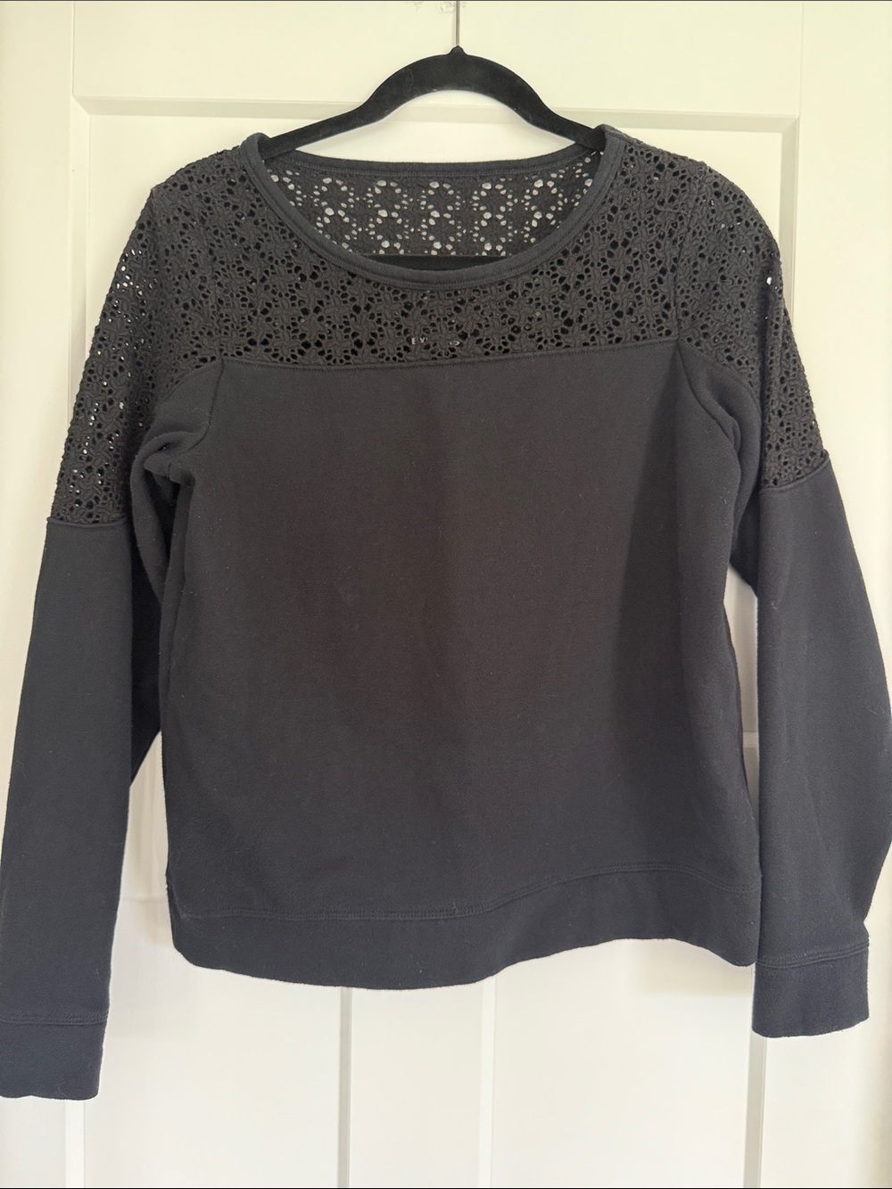 Express Black Cutout Trim Scoop Neck Sweatshirt Top